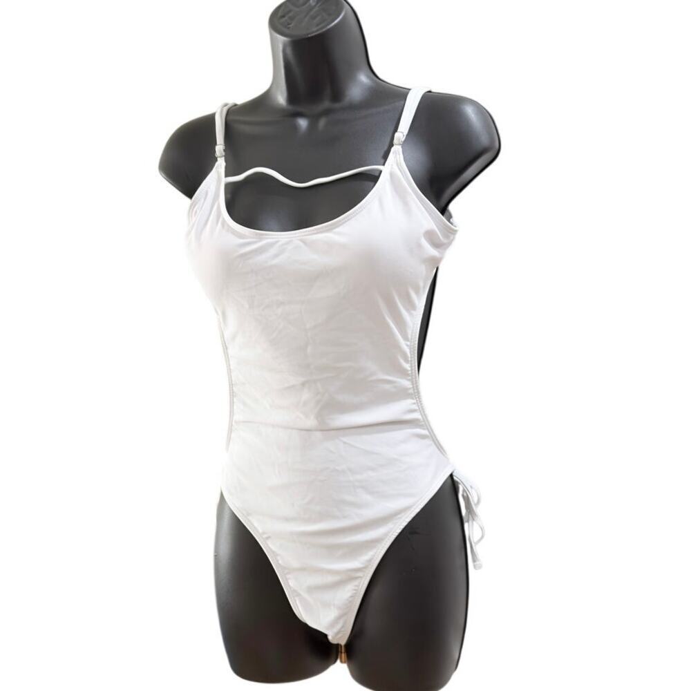 NEW Women's MonoKini Back Out Bathing Suit White Size L